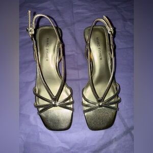 Marc Fisher Metallic Gold Strappy Heels